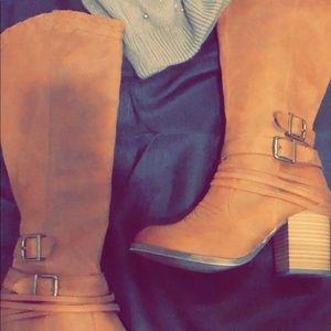 Soft material, brown boots, never worn, knee high